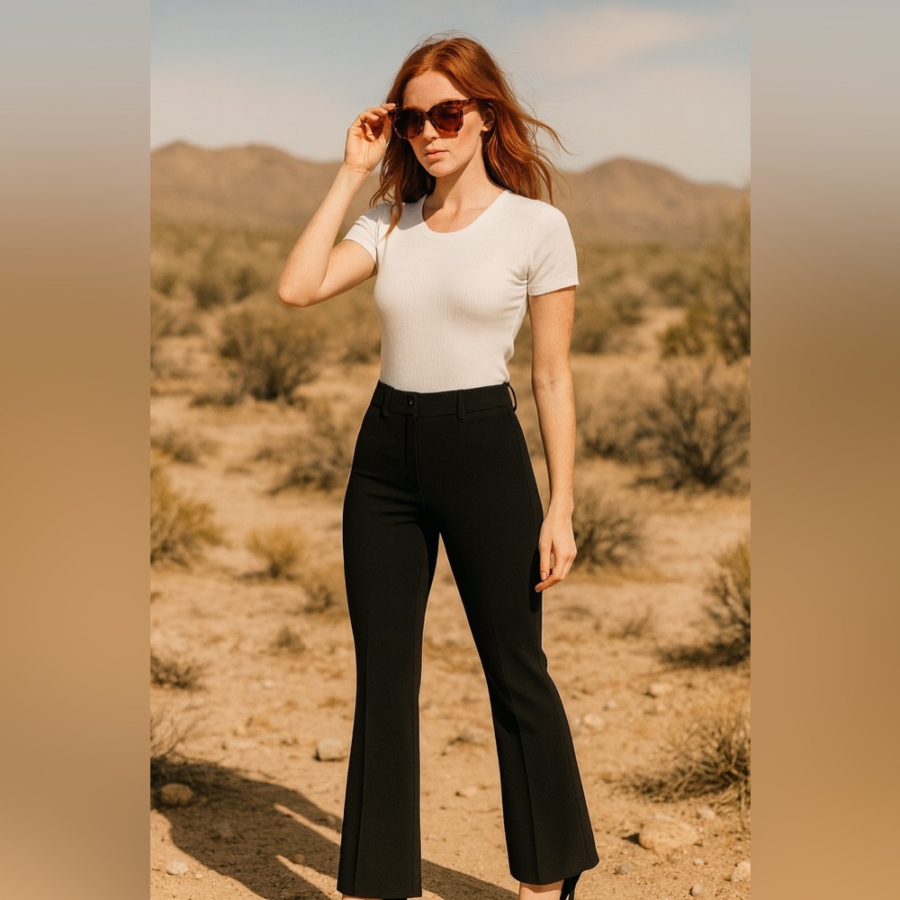 ✨ Betabrand Classic Black Flare Pants — Medium Long